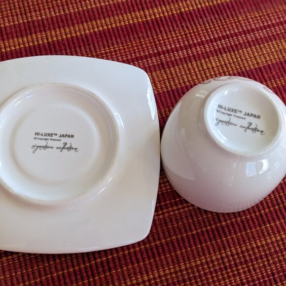 HI LUXE Vintage Porcelain 2 Cup Saucer Sets Signature Collection Japan Gold Acce - Picture 6 of 7